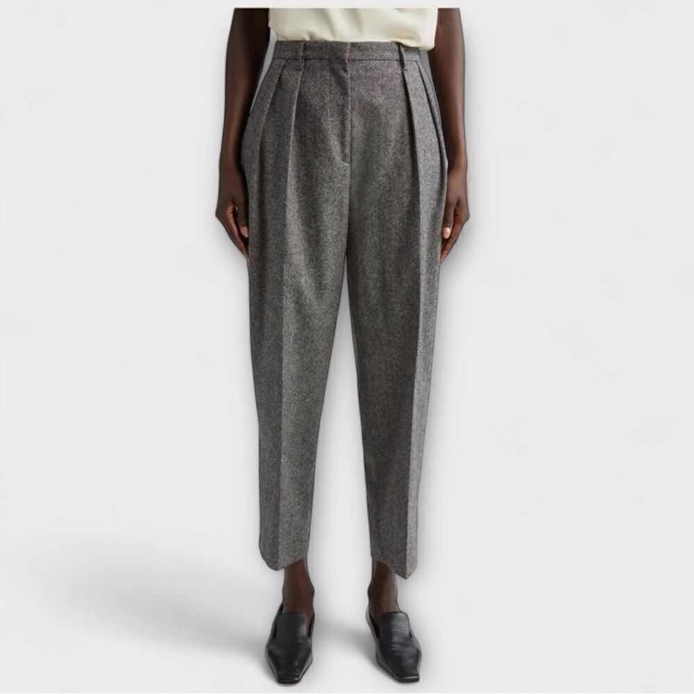 The Fifth Label High Waist Pleated Tapered Leg Tweed Trousers‎ in Black SZ 4 NWT